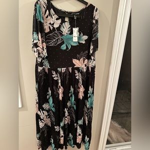 Black tropical floral dress